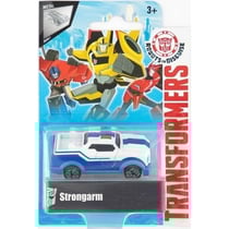 Transformers : voiture strongarm - vehicule miniature metal blanc et bleu - voiture - hasbro