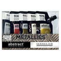Set de 5 sachets de peinture acrylique Abstract Sennelier couleurs métalliques