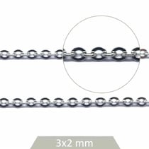 5 Mètres de CHAINE METAL ARGENTE 3 x 2 mm - creation bijoux perles