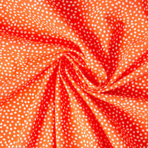 Tissu Coton imprimé Arty Tassin tacheté Blanc sur fond Orange