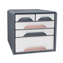 Bloc de classement 5 tiroirs panachés Smoove Gris et rose - CEP