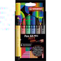 Feutres dessin - STABILO Pen 68 Max - Pointe large - Arty - 6 couleurs