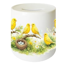 Tirelire Canaris en céramique D9,5 cm