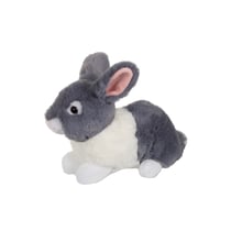 Peluche - Lapin Allongé - Gris et Blanc - 20 cm