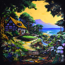 Œuvre originale Rémi Bertoche - Private Landes - 80 x 80 cm