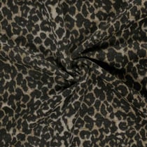 Tissu Jacquard toucher laine Eris léopard Noir sur fond Beige sable