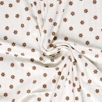 Tissu Jersey 100% Coton ajouré Baby petites fleurs sur fond Ecru