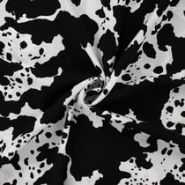 Tissu Viscose imprimé Taches noires sur fond Blanc
