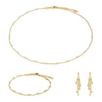 Collier, bracelet et boucles d'oreilles Elyssa en pierres Péridot
