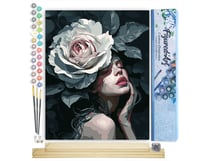 Peinture par Numéro Figured'Art - Femme à la Rose - Kit de Loisir Créatif DIY Numéro d'Art Complet - 40x50cm toile roulée + châssis en bois à monter
