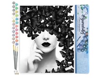 Peinture par Numéro Figured'Art - Beauté et Papillons - Kit de Loisir Créatif DIY Numéro d'Art Complet - 40x50cm sans châssis en bois
