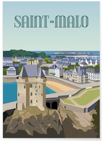 Affiche ville Saint-Malo 2 | A3 : 29,7x42cm