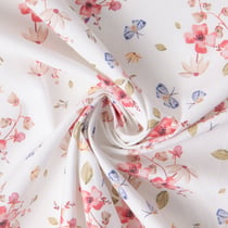 Tissu Coton imprimé digital Fleuris Amael sur fond Ecru