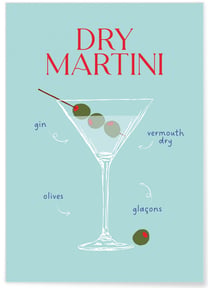 Affiche Cocktail Dry Martini 2 | A3 : 29,7x42cm