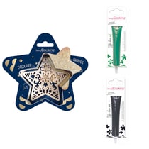 Kit pour biscuit en relief Étoile + 2 Stylos au chocolat vert et noir