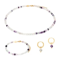 Collier, bracelet et boucles d'oreilles Serena en pierres Fluorite