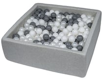 Piscine à balles pour enfant, 90x90 cm, Aire de jeu + 450 balles blanc, perle, gris - Velinda