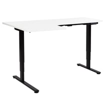 Bureau d'Angle à Gauche Blanc et Noir en Acier 160 x 59 cm Forme en L Réglable Electriquement Style Moderne