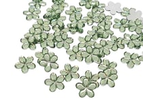 50 Perles strass cabochon Fleur Strass Vert Clair 9 mm Acrylique à coller - Dos Argenté - Creation