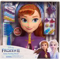 Tête à coiffer reine des neiges : anna - 14 pièces - mattel - poupée
