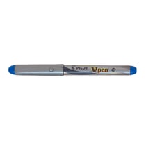 Stylo plume jetable PILOT V-Pen Silver - Bleu - Pointe moyenne - 0,4 mm