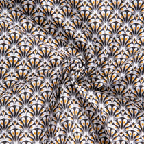 Tissu Coton imprimé Arty éventails Gaudi sur fond Noir