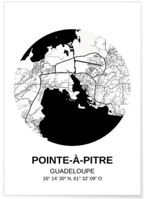 Affiche Carte Pointe-à-Pitre | A3 : 29,7x42cm