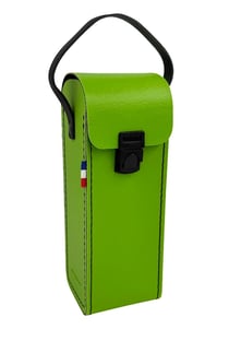 Sacoche rigide vert anis pour 3 boules de pétanque + cochonnet avec poignée en cuir - Maroquinor