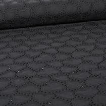 Tissu Broderie anglaise Hearts sur fond Noir - Au mètre