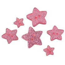 Lot de 6 boutons étoile pailleté rose