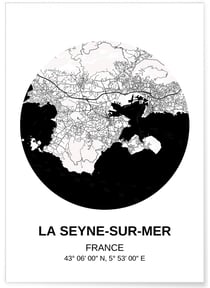 Affiche Carte La Seyne-sur-Mer | A3 : 29,7x42cm