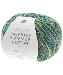 Pelote de coton à tricoter Creative LAZY HAZY SUMMER COTTON - Rico Design 025 Emeraude Vert