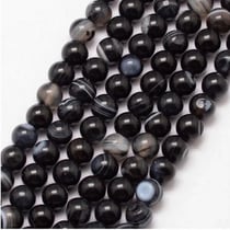 Fil de 60 perles ronde en pierre naturelle fabrication bijoux 6 mm AGATE RAYEE NOIR