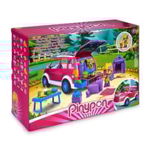Coffret pinypon camping car avec figurines et accessoires - famosa - 7017015 - van, mini poupee
