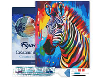 Diamond Painting Broderie Diamant Figured’Art 40x50cm toile tendue sur châssis en bois - diamants carrés - Zèbre Coloré Abstrait