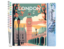Peinture par Numéro Figured'Art Affiche Vintage Londres 2 - Activité Manuelle Kit de Loisir Créatif DIY Numéro d'Art Complet - 40x50cm sans châssis en bois