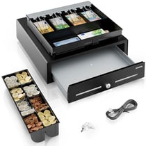 Tiroir Caisse Compatible avec Caisse Enregistreuse RJ11, 41x42x12 - 8 compartiments Monnaie & 4 à Billets, Insert Amovible- ACROPAQ