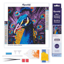 Mini Diamond Painting Broderie Diamant Figured’Art 25x25cm toile entière roulée avec diamants ronds - Paon Élégant