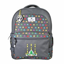 Sac à dos scolaire - POL FOX Space Invader - Gris - poche réversible, 2 compartiments