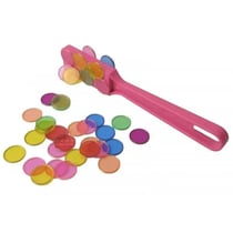 Bâton magnétique rose + 100 pions de loto - ramasse jetons - kit accessoires bingo