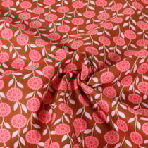 Tissu Popeline de Coton Poppy Petites fleurs sur fond Marron