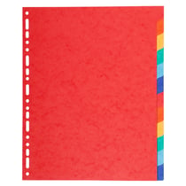 Intercalaires carte 220g 12 positions - A4 maxi - Couleurs assorties - x 25 - Exacompta