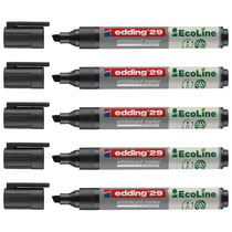 Lot de 5 marqueurs tableau blanc EDDING Ecoline - Noir - Pointe biseautée 1-5 mm