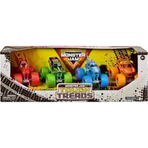 Coffret 4 vehicules monster jam : el toro loco - megalodon - dragonoid - grave digger - voiture collection tough treads 1.64 - spin master