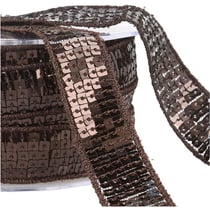 Bobine galon paillettes 14,5m marron café