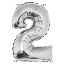 Ballon Chiffre 2, 40cm, 1pce. , argent