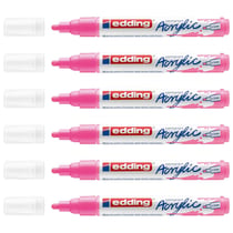 Lot de 6 marqueurs acryliques - EDDING - Pointe moyenne 2-3 mm - Rose fluorescent