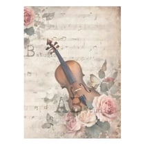 1 feuille de papier de riz 21 x 29,7 cm AB Studio PARTITION MUSIQUE VIOLON 5289