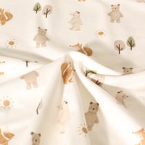 Tissu Jersey Coton imprimé digital Poppy Animaux de la forêt sur fond Ecru