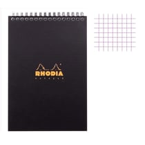 Bloc notes - A4 - 21 x 29,7 cm - Petits Carreaux - 80 feuilles - Noir - Avec spirale - Rhodia - Gamme NotePad